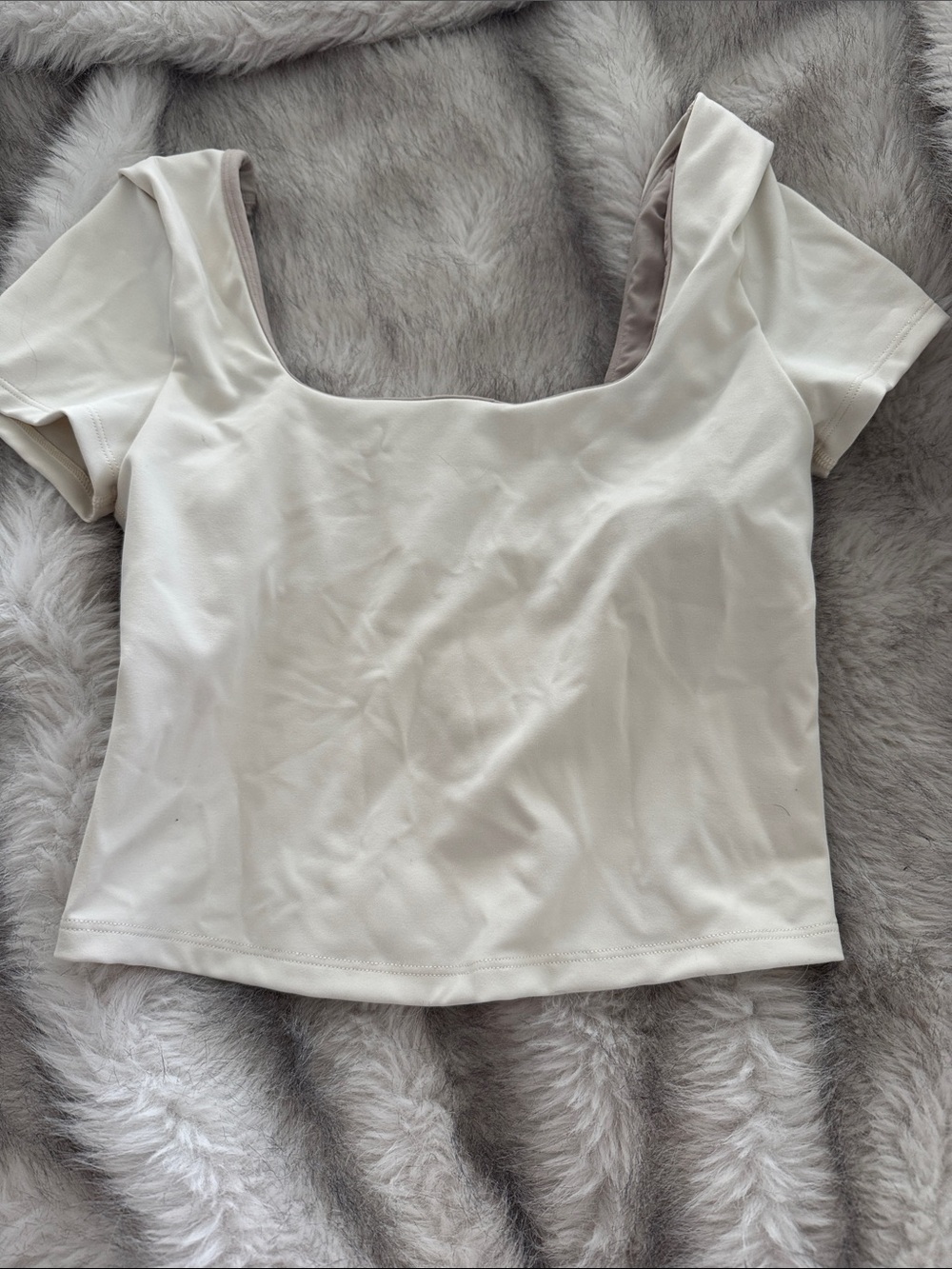 Lululemon wunderunder smooth cover cream Square Neck Women's Top 4